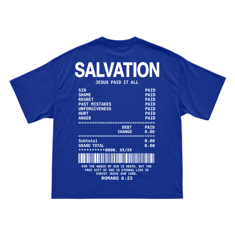Faith Street Salvation Receipt Print T-Shirt - Blue - US16-18(2XL) - image 14