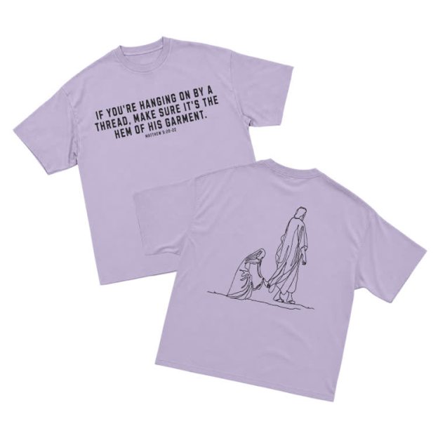 Minimal Sketch Faith Inspired Short Sleeve Streetwear T-Shirt - Purple - US16-18(2XL) - image 8