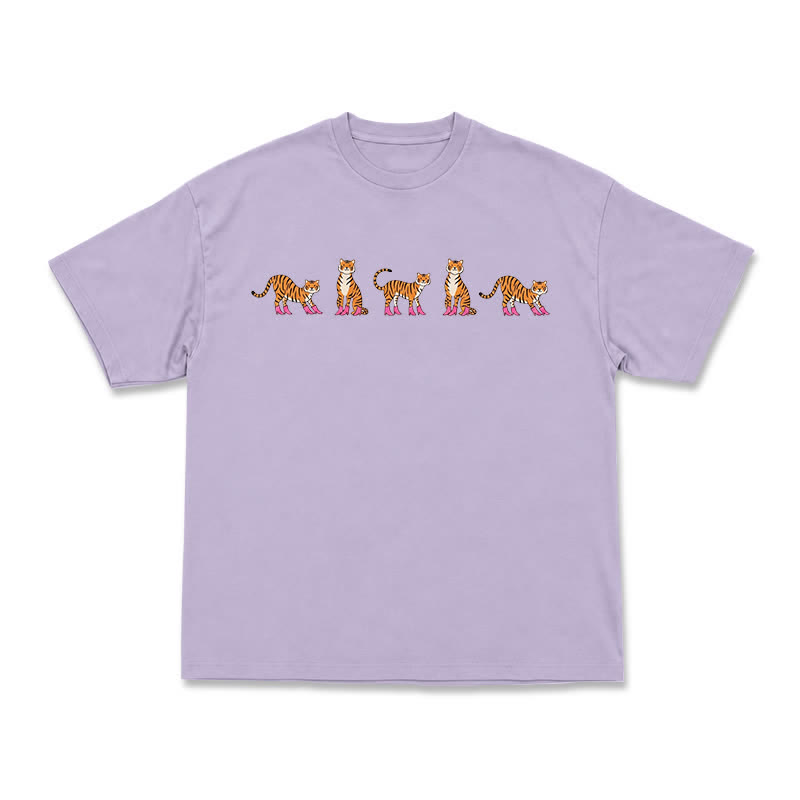 Lavender Mini Tiger Print Relaxed Fit Short Sleeve T-Shirt - Purple - US16-18(2XL) - image 3
