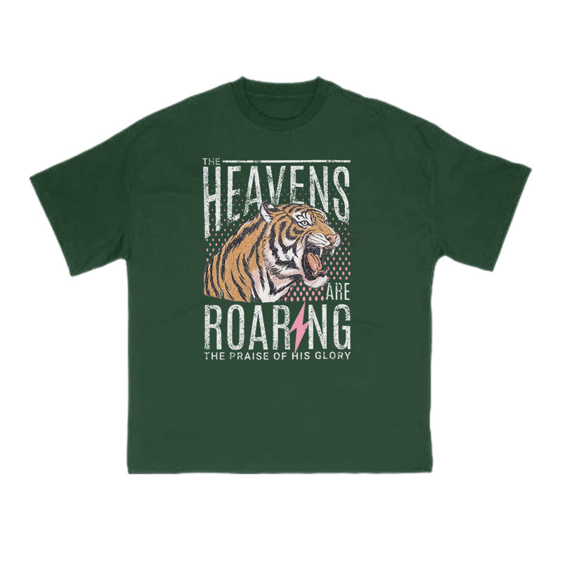 The Heavens Are Roaring The Praise Of His Glory Print T-shirt - Green - US16-18(2XL) - image 8