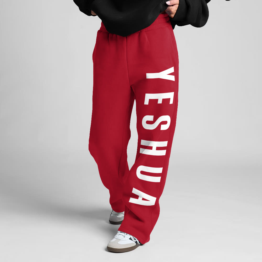 Yeshua Print Straight-leg Sweatpants - Red - 5XL - image 5