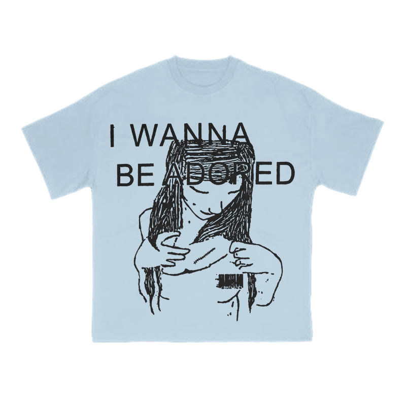 I Wanna Be Adored Print T-shirt - Light Blue - US16-18(2XL) - image 8