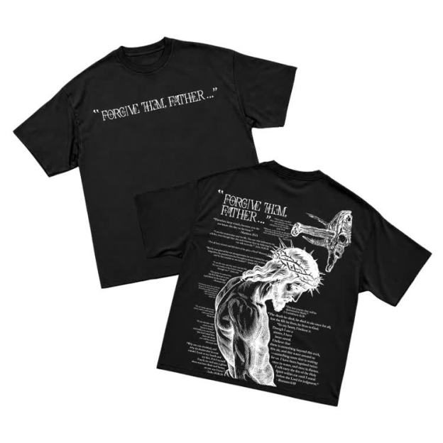 Vintage Forgive Them Father Back Graphic T-Shirt - Black - US16-18(2XL) - image 4