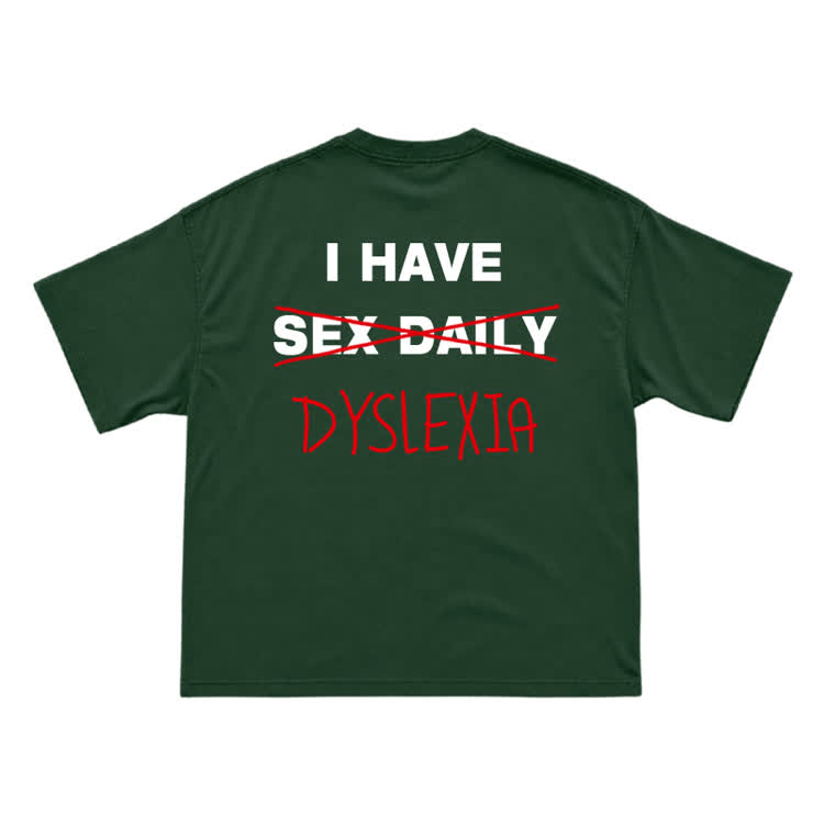 Casual Dyslexia Joke Back Print T-Shirt - Green - US16-18(2XL) - image 9