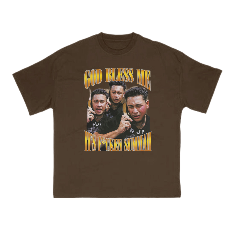 God Bless Me It's F*cken Summah Print T-shirt - Coffee - US16-18(2XL) - image 6