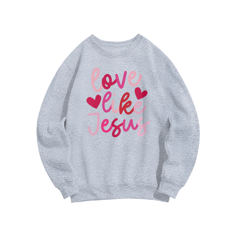 Love Like Jesus Heart Patterns Valentine's Day Print Sweatshirt - Grey - US16-18(2XL) - image 4