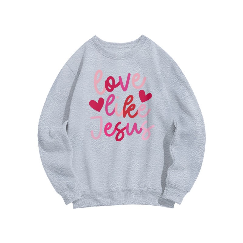 Love Like Jesus Heart Patterns Valentine's Day Print Sweatshirt - Grey - US16-18(2XL) - image 4