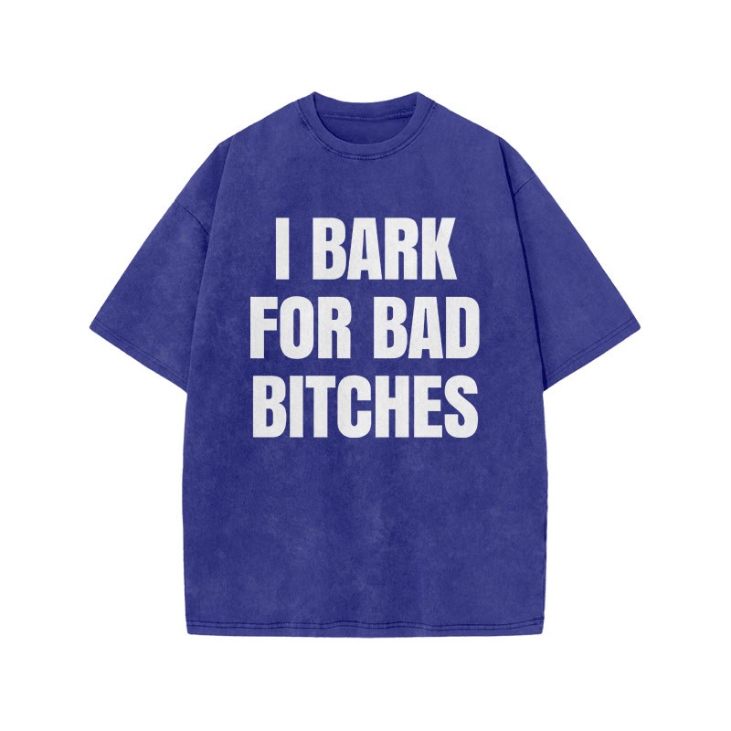 I BARK FOR BAD BITCHES print Acid Washed T-shirt - Blue - US20-22(3XL) - image 5