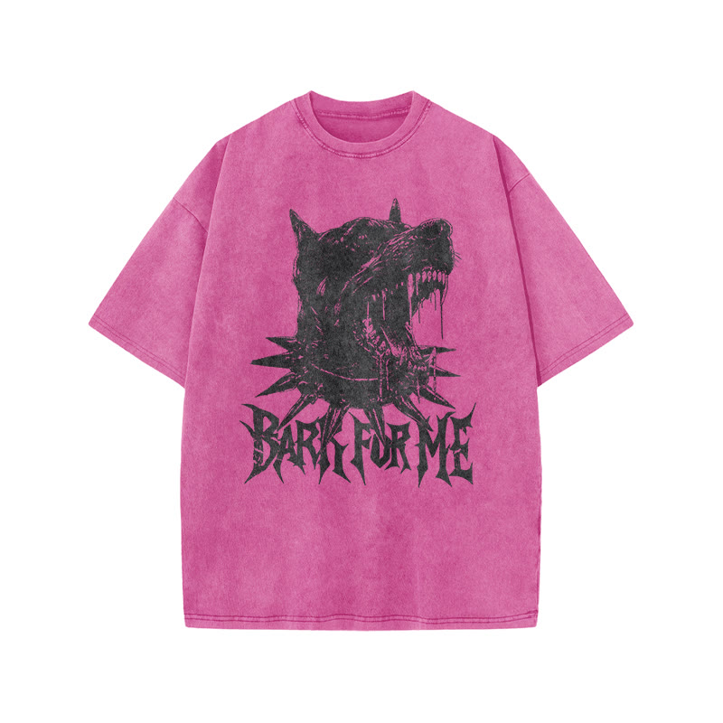 Roaring Mastiff Bark For Me Print Acid Washed T-shirt - Pink - US20-22(3XL) - image 9