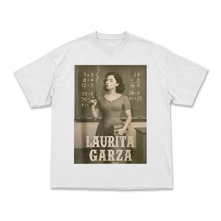 Vintage Laurita Garza Graphic Print T-shirt - White - US16-18(2XL) - image 8