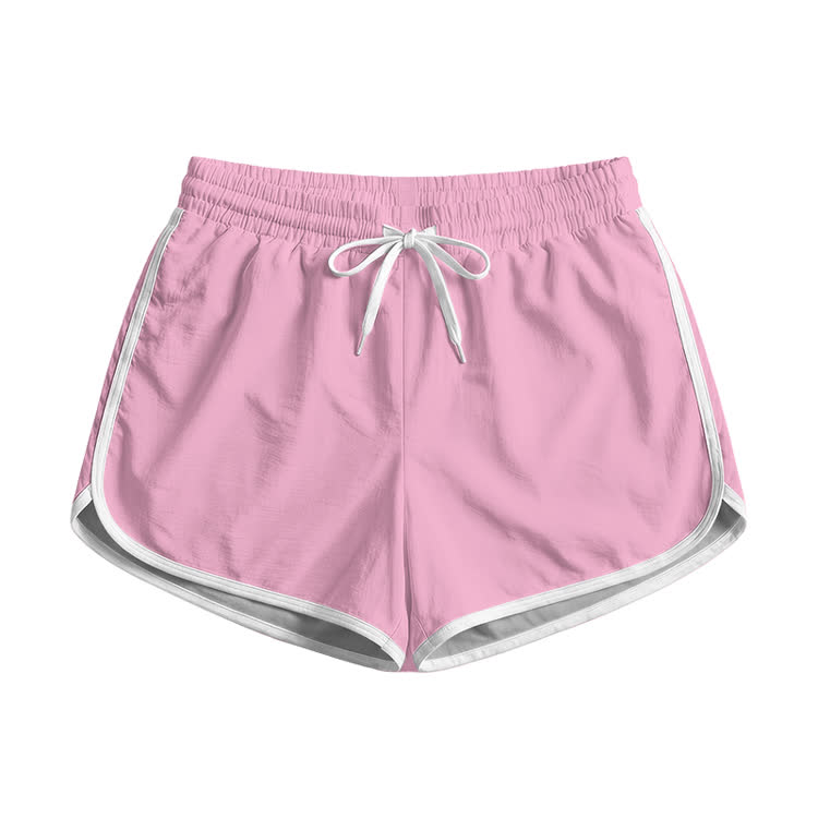 Solid Color Casual Print Pocket Shorts - Pink - 5XL - image 5