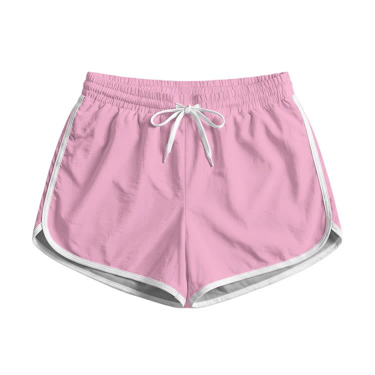 Solid Color Casual Print Pocket Shorts - Pink - 5XL - image 5