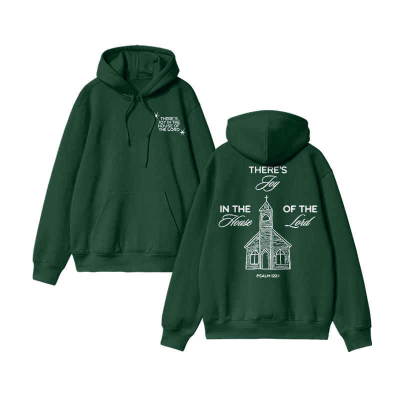 Unisex There's Joy In The House Of The Lord Print Hoodie - Dark Green - US16-18(2XL) - image 8