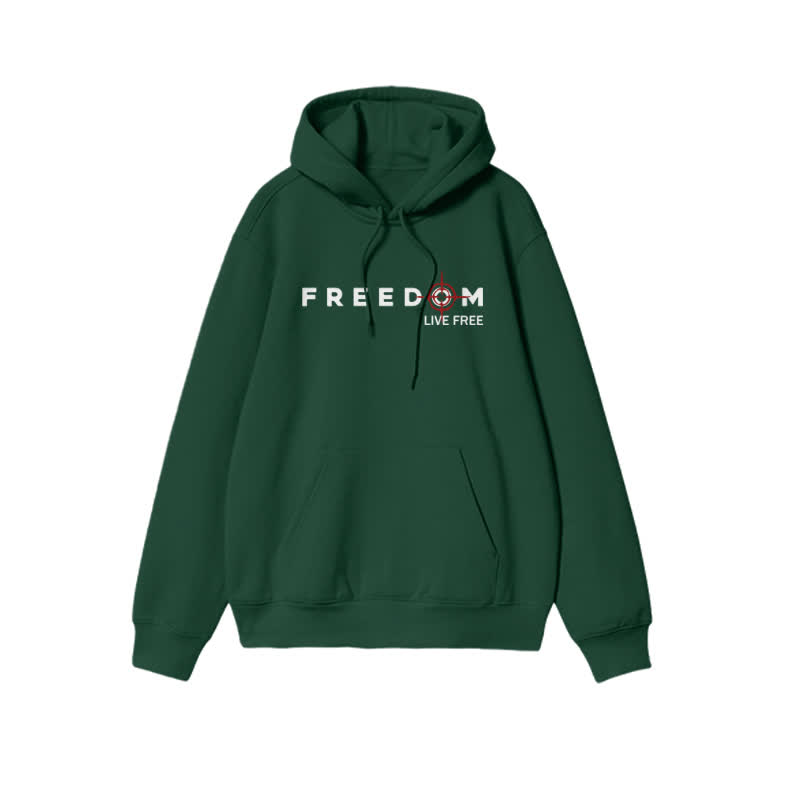Unisex Freedom Live Free Print Hoodie - Green - 2XL - image 6