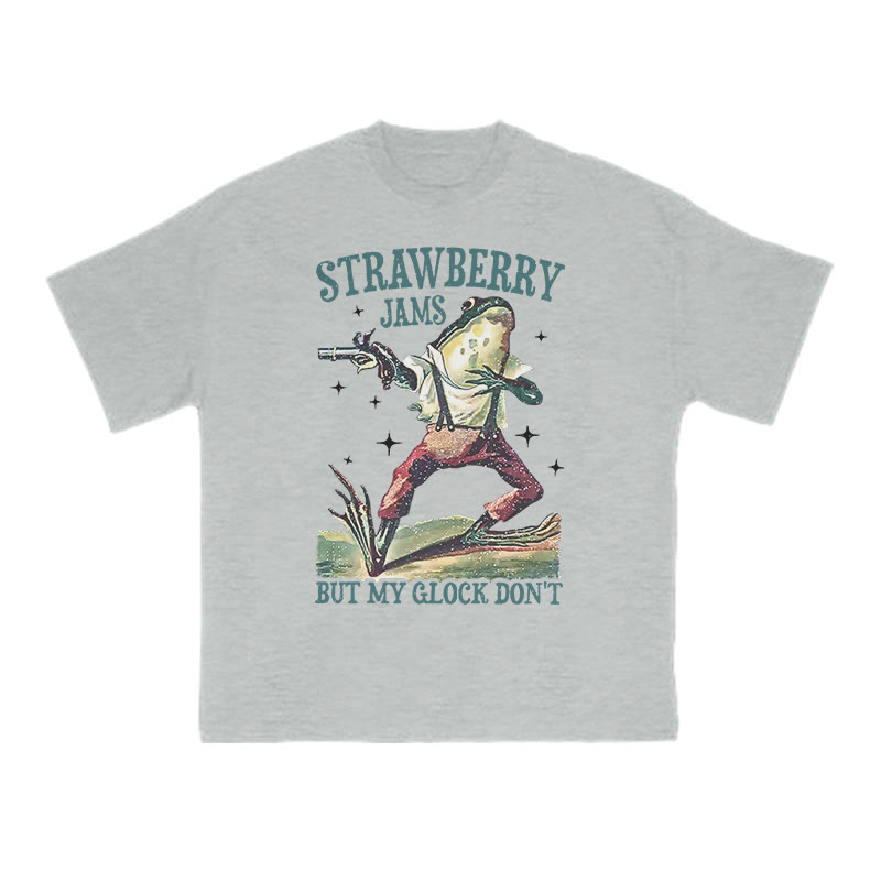 Strawberry Jams But My Glock Don't Print T-shirt - Grey - US16-18(2XL) - image 3