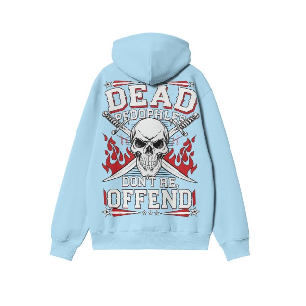 Dead Pedophiles Don't Re-offend Skull Print Hoodie - Blue - US16-18(2XL) - image 8