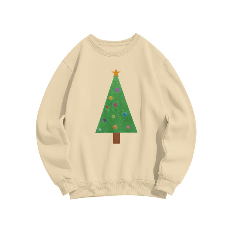 Casual Christmas Tree Graphic Round Neck Sweatshirt - Apricot - US16-18(2XL) - image 5