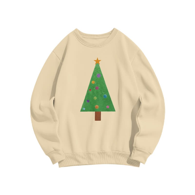 Casual Christmas Tree Graphic Round Neck Sweatshirt - Apricot - US16-18(2XL) - image 5