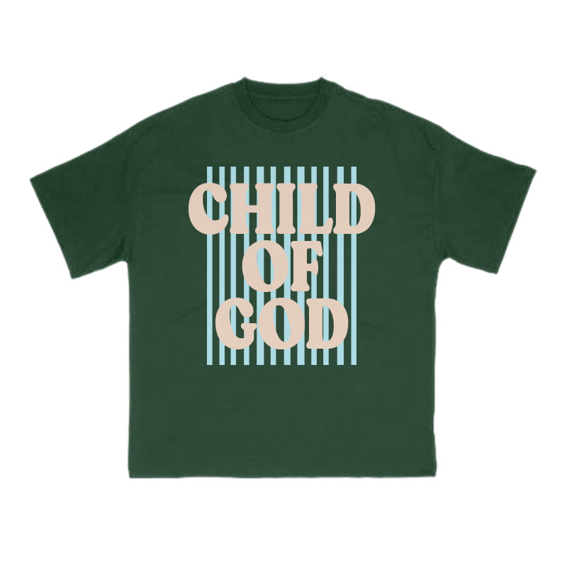 Unisex 100% Cotton Child Of God Stripes Print T-shirt - Dark Green - US16-18(2XL) - image 7