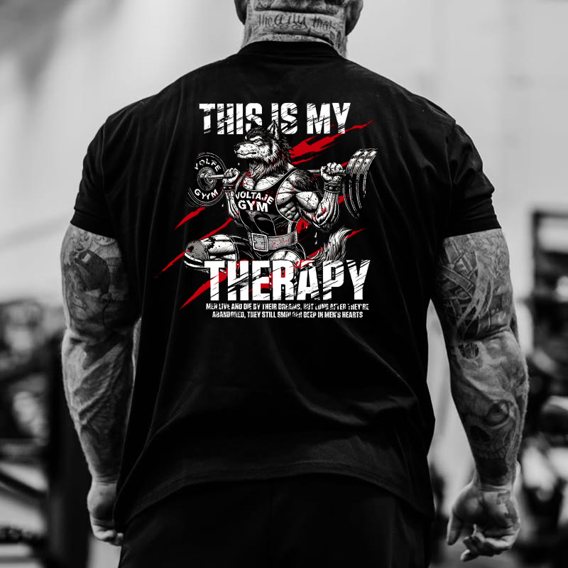 Gym 100% Cotton This Is My Therapy Print T-shirt - Black - US16-18(2XL) - image 6