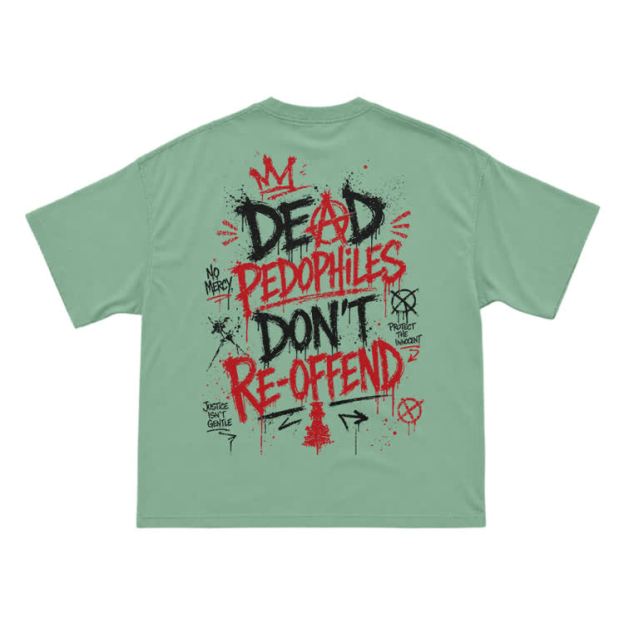 Street Punk Graffiti Back Print T-Shirt - Light Green - US16-18(2XL) - image 8