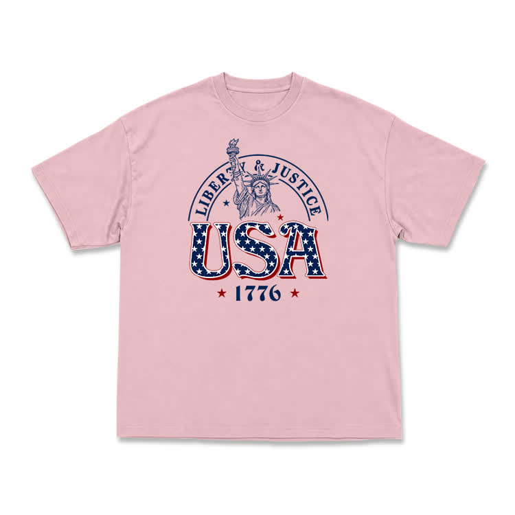 Liberty and Justice USA 1776 Patriotic Graphic T-Shirt - Pink - US16-18(2XL) - image 10