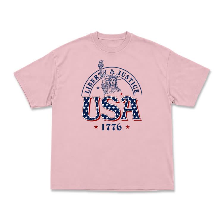 Liberty and Justice USA 1776 Patriotic Graphic T-Shirt - Pink - US16-18(2XL) - image 10