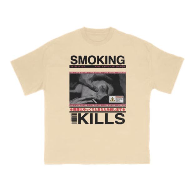 Smoking Kills Retro Manga Style Men Graphic Print T-Shirt - Apricot - US16-18(2XL) - image 8