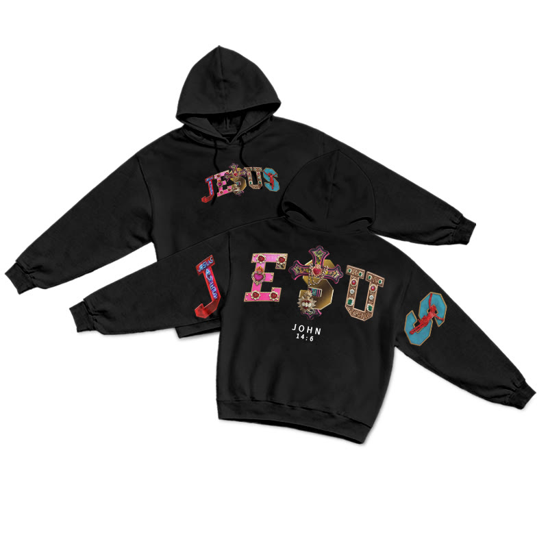 Gemstone Jesus John 14:6 Print Hoodie - Black - US16-18(2XL) - image 14