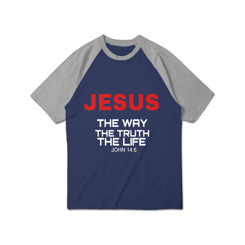 Jesus The Way The Truth The Life Print Raglan Sleeve T-shirt - Grey - 3XL - image 4