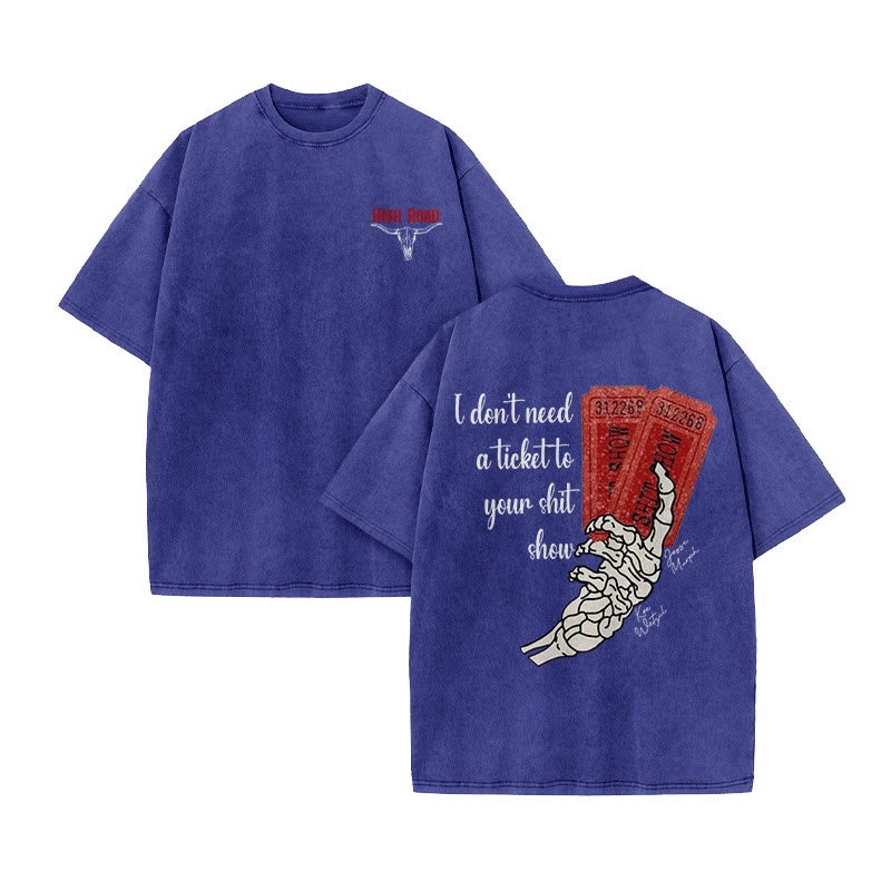 Unisex 100% Cotton Western High Road Vintage Print Acid Washed T-shirt