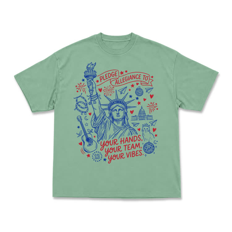 Retro Americana Statue Of Liberty T-shirt - Light Green - US16-18(2XL) - image 8