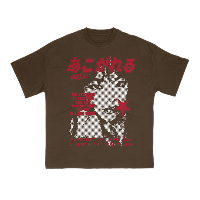 Unisex 100% Cotton Everyday Is A New Day Print T-shirt - Coffee - US16-18(2XL) - image 6