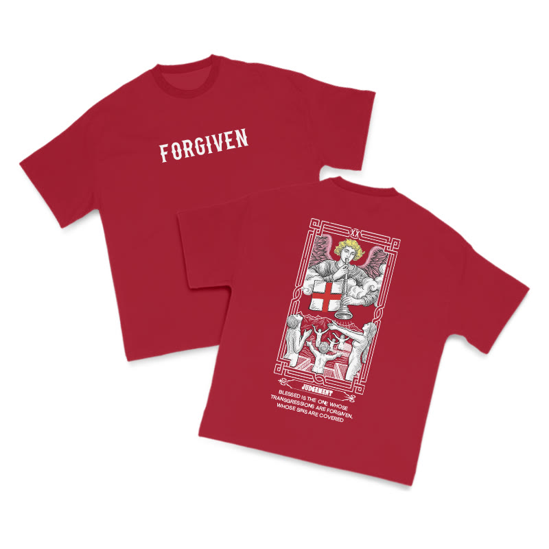 Tarot Judgement Forgiven Print T-shirt - Red - US16-18(2XL) - image 12