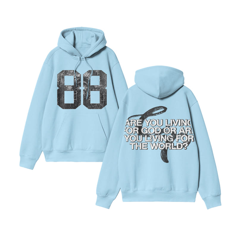 Unisex Are You Living For God Or Are You Living For The World Print Hoodie - Blue - US16-18(2XL) - image 7