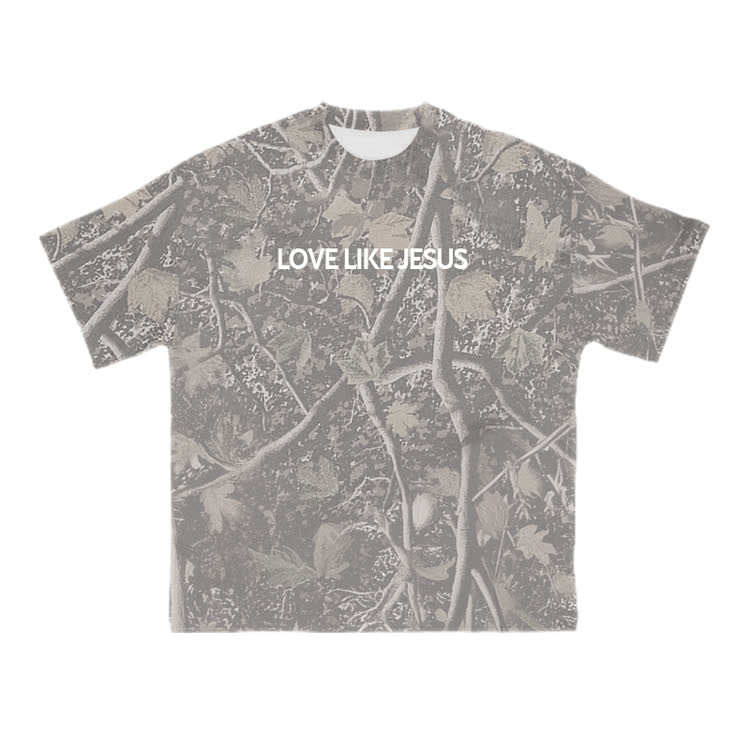 Love Like Jesus Camo Print T-shirt - Khaki - 8XL - image 3