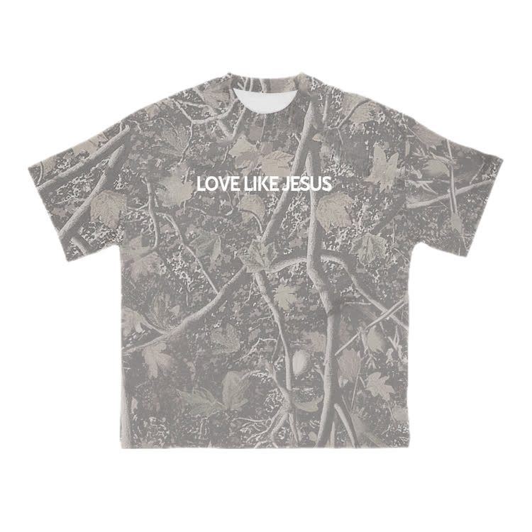 Love Like Jesus Camo Print T-shirt - Khaki - 8XL - image 3