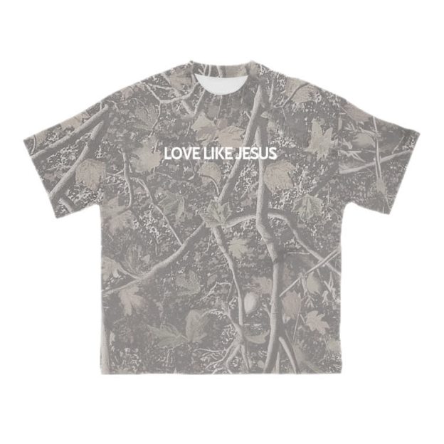 Love Like Jesus Camo Print T-shirt - Khaki - 8XL - image 3