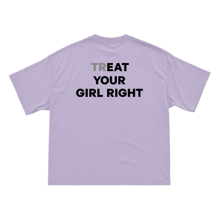 Treat Your Girl Right Back Graphic T-Shirt  - Purple - US16-18(2XL) - image 4