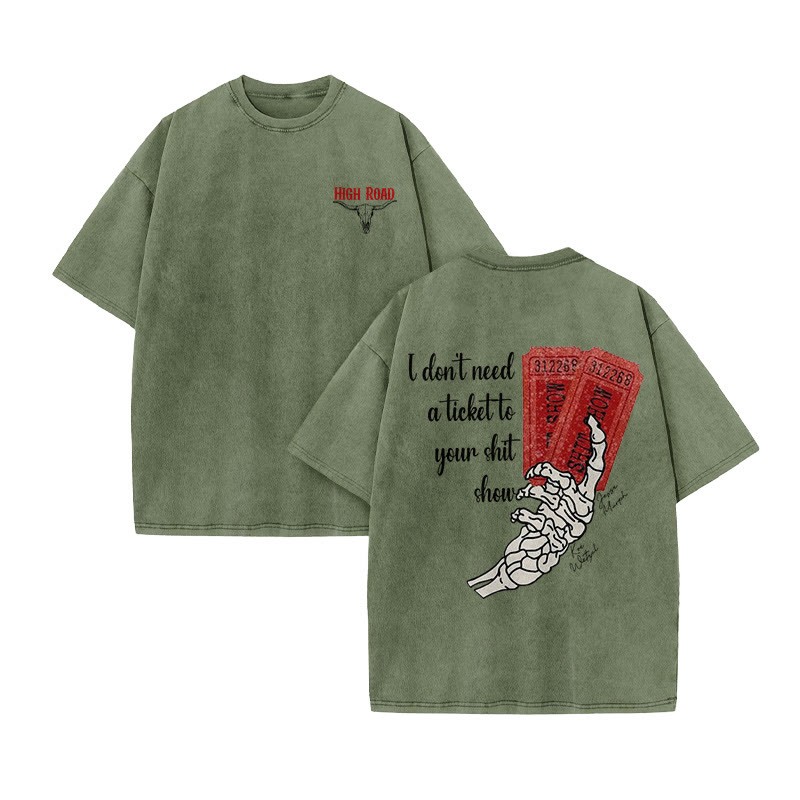 Unisex 100% Cotton Western High Road Vintage Print Acid Washed T-shirt
