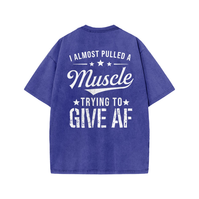 100% Cotton Muscle Gym Print Acid Washed T-shirt - Blue - US20-22(3XL) - image 7