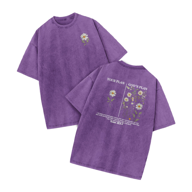 God's Plan Jeremiah 29:11 Print Acid Washed T-shirt - Purple - US20-22(3XL) - image 7
