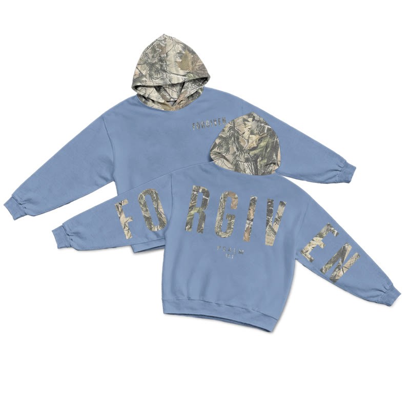 Forgiven Psalm 32:1 Dead Leaves Camouflage Print Hoodie - Light Blue - US28-30(4XL) - image 17