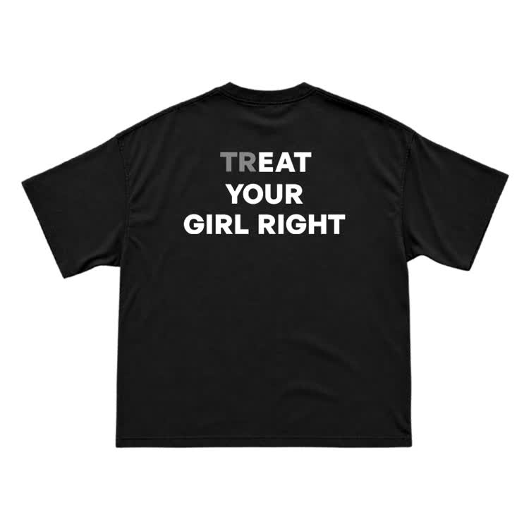 Treat Your Girl Right Back Graphic T-Shirt  - Black - US16-18(2XL) - image 5
