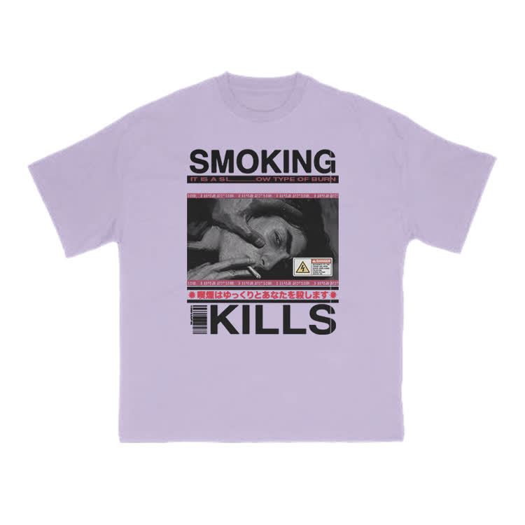 Smoking Kills Retro Manga Style Men Graphic Print T-Shirt - Purple - US16-18(2XL) - image 10