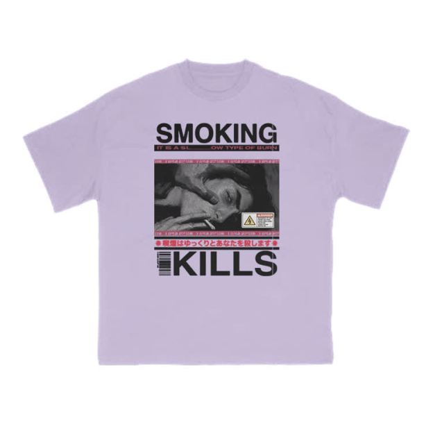 Smoking Kills Retro Manga Style Men Graphic Print T-Shirt - Purple - US16-18(2XL) - image 10