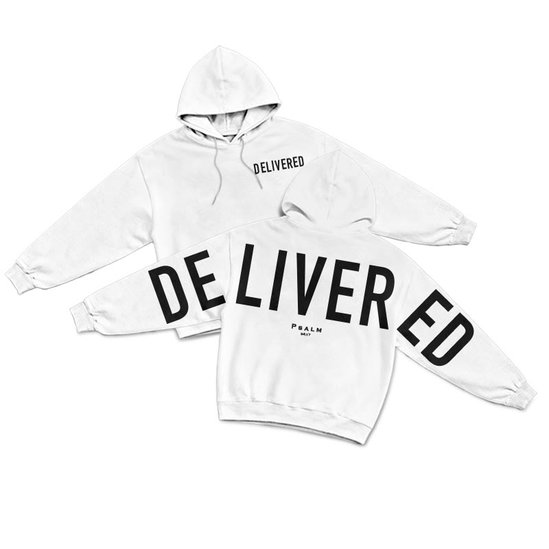 Unisex Delivered Psalm 34:17 Print Hoodie - White - 2XL - image 14