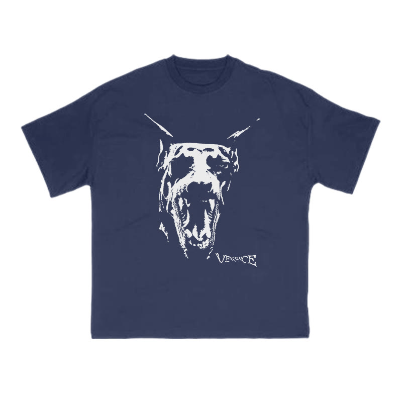 Roaring Doberman Print T-shirt - Navy Blue - US16-18(2XL) - image 11