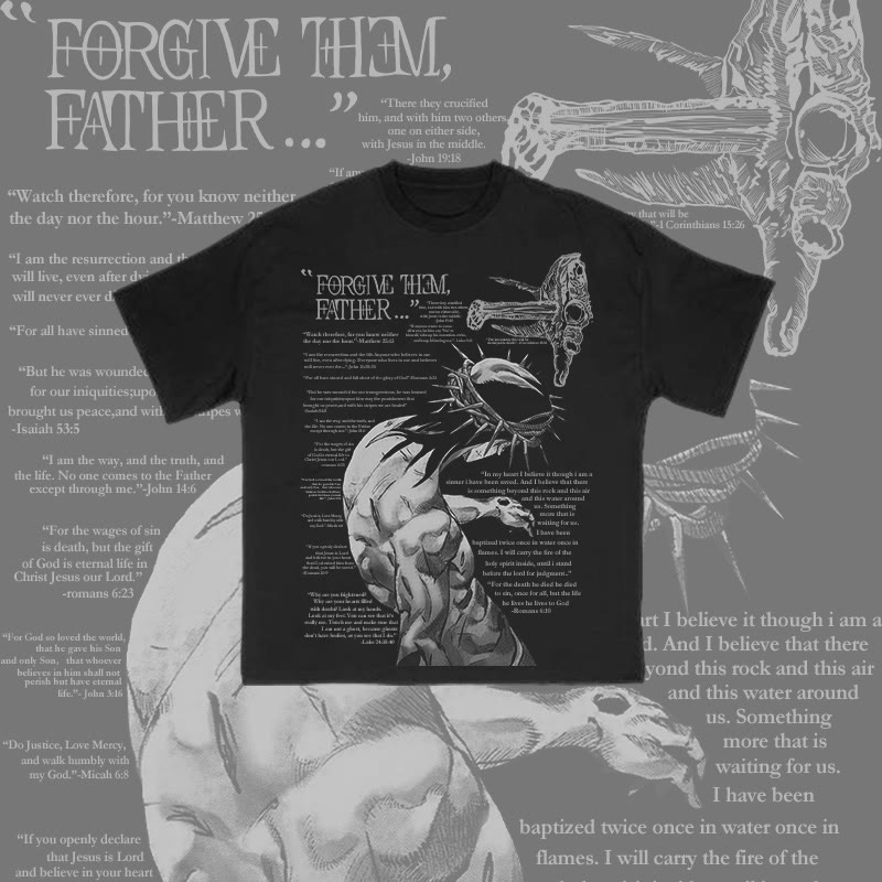 Unisex 100% Cotton Forgive Them,Father Bible Verses Print T-shirt - image 6