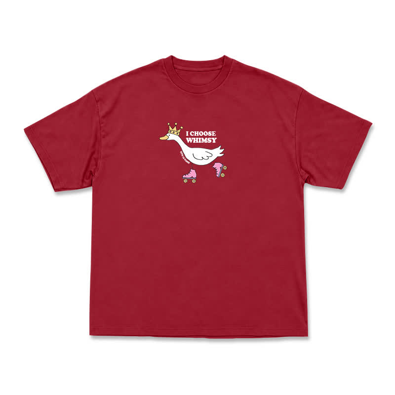 Casual Whimsy Crown Duck Graphic Relaxed Crewneck T-Shirt - Red - US16-18(2XL) - image 4